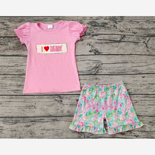 GSSO0658 Pre-order baby girls clothes short sleeve top with shorts kids summer set