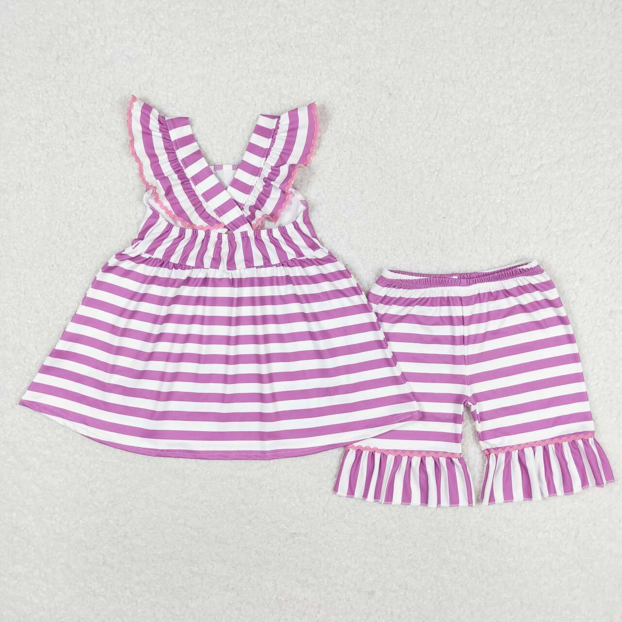 GSSO0734 Kids Girls summer clothes short sleeve top with shorts set