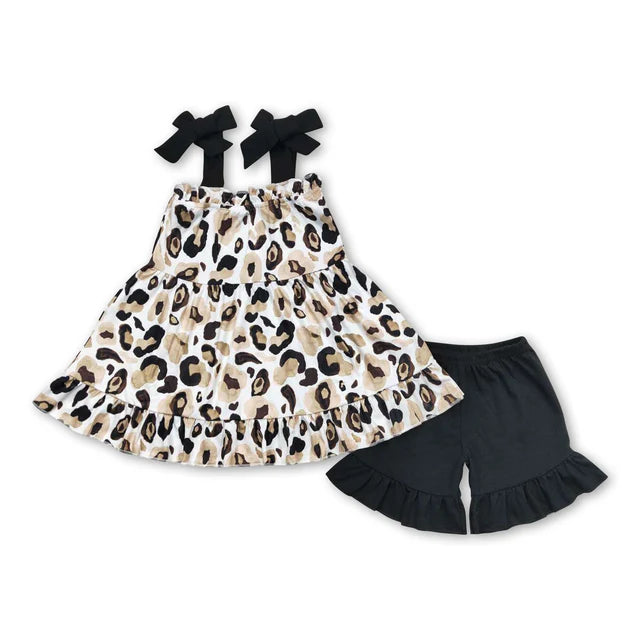 USA Warehouse (IN STOCK) Baby Girls Summer Embroidered and Printed Short-Sleeve Top and Shorts Set