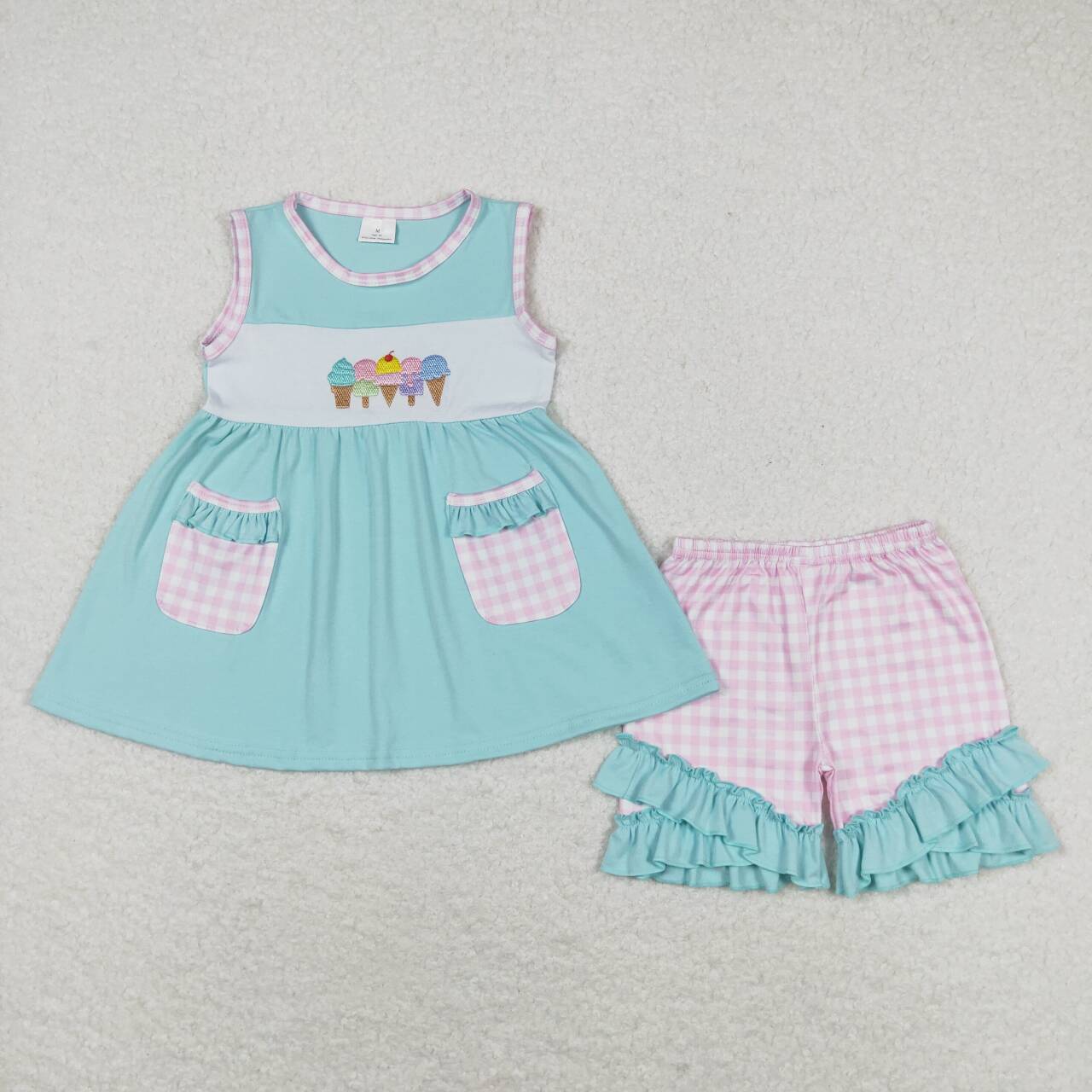 GSSO0826 Kids Girls summer clothes short sleeve top with shorts set