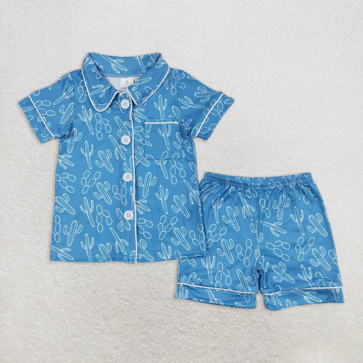 6.21 GSSO0842 RTS NO MOQ Baby Girls Summer Pajamas Outfits Baby Girls Western Cactus Buttons Shirt Shorts Pajamas Clothes Sets