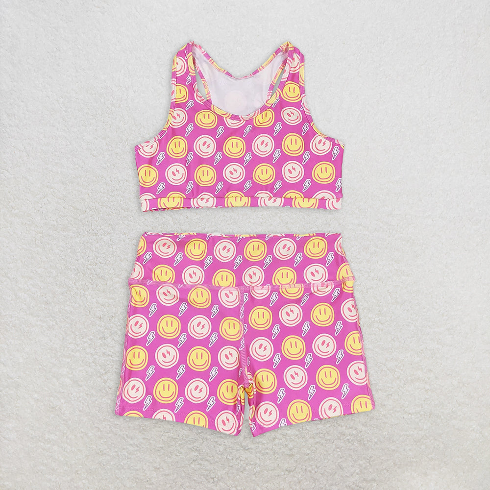 7.02 Sibling Sleeveless pink smile top shorts girls clothes