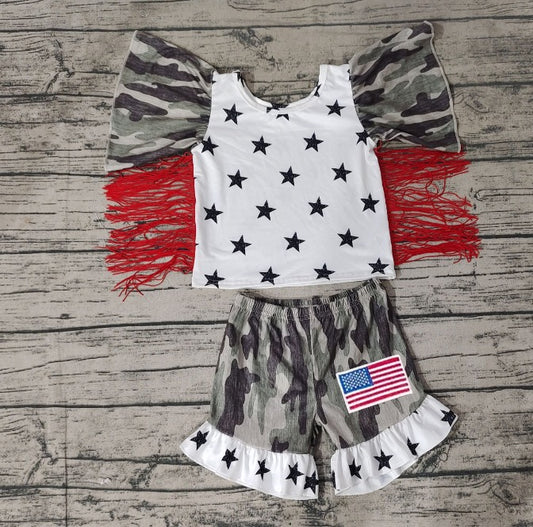 GSSO0918 Pre-order baby girls clothes short sleeve top with shorts kids summer set