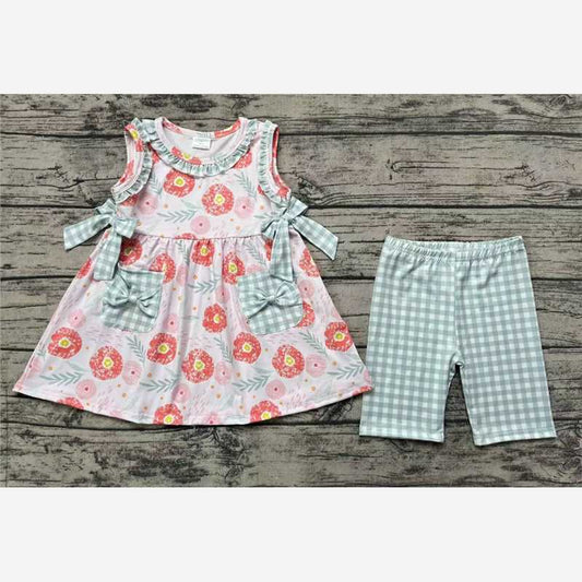 GSSO0999 Pre-order baby girls clothes short sleeve top with shorts kids summer set