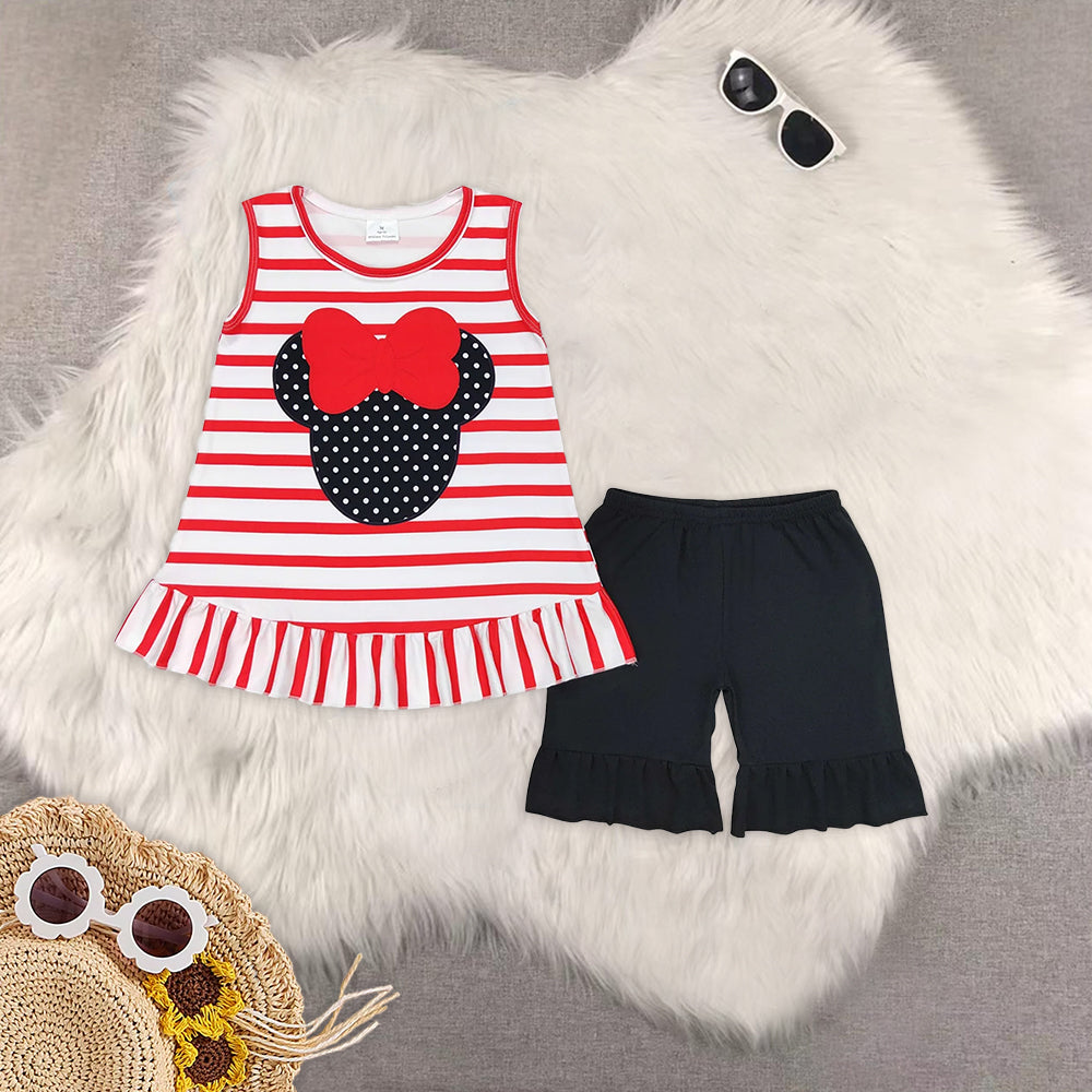 8.13   RTS Sibling Short sleeves red stripe mouse kids boys and girls summer clothes