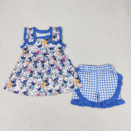 GSSO1040 Kids Girls summer clothes short sleeve top with shorts set