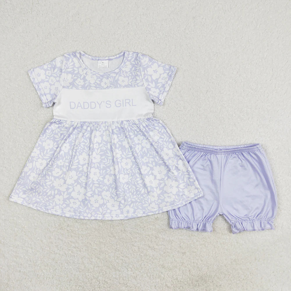 12.27 RTS Sibling Baby Girls Daddy's Girl Flowers Rompers Shorts Clothes Sets
