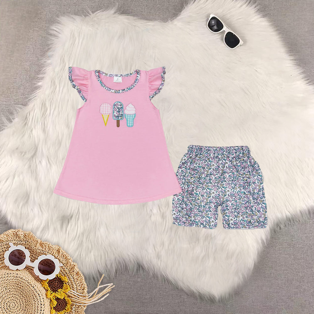 RTS Sibling Baby Girls Pink Popstick Tunic Top Shorts Outfits Summer Clothes Sets