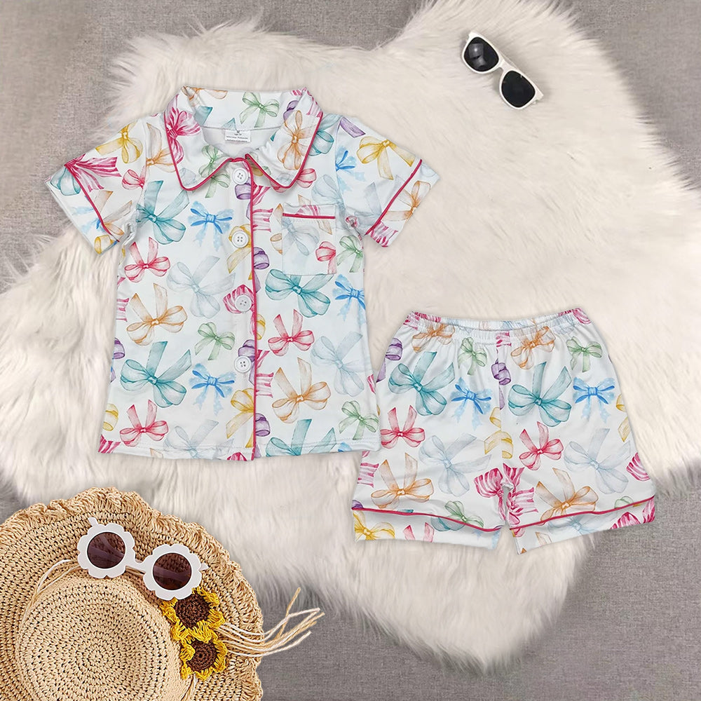 RTS Sibling Baby Girls Blue cactus pocket top short girls summer pajamas