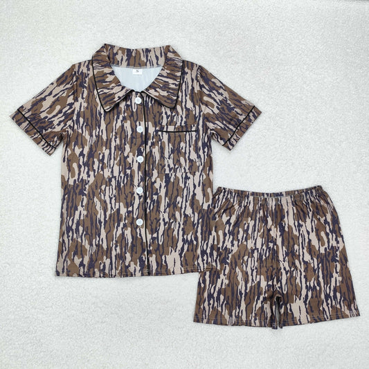 GSSO1537  Bottomland camo adult women summer button down pajamas