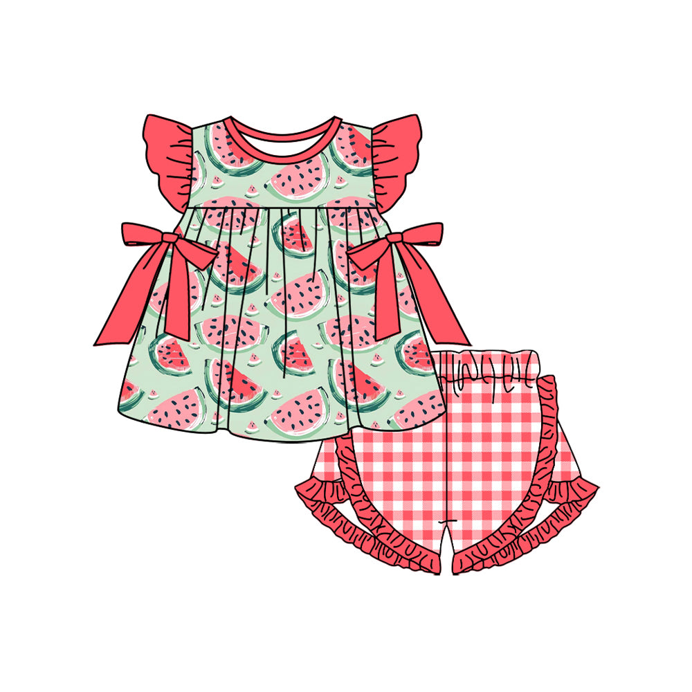 Baby Infant Girls Summer Watermelon Bows Rompers and short sleeve suits preorder