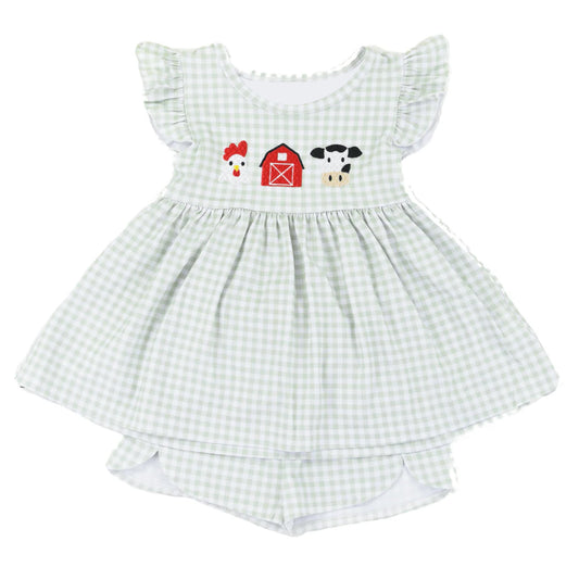 GSSO1564 Baby Girls Farm House Cow Tunic Shorts Clothes Sets Preorder