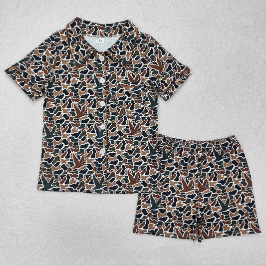 GSSO1618Brown duck camo adult women button down pajamas