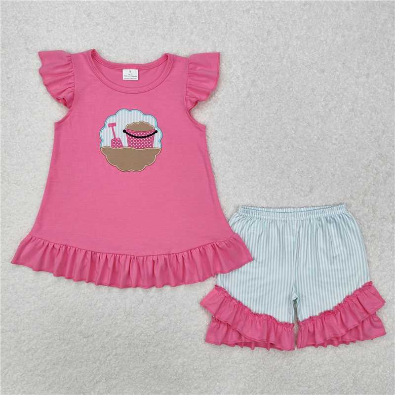 8.12   Sibling Flutter sleeves beach sand top shorts girls boys summer outfits