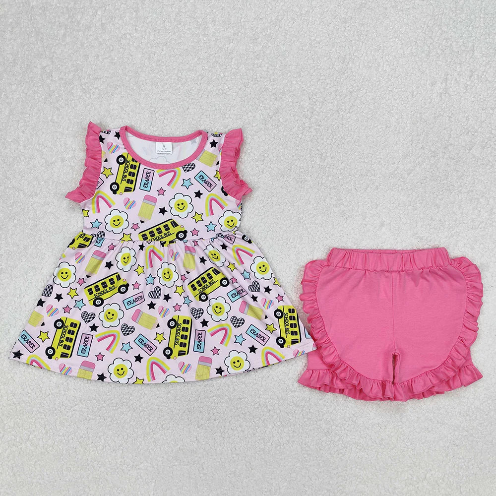 12.8 RTS Sibling Baby Girls Bus Back To School Sets Dresses