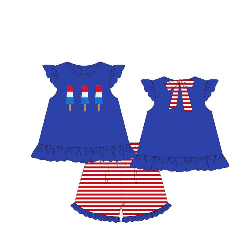 Blue popsicle top stripe shorts boys 4th of july outfits