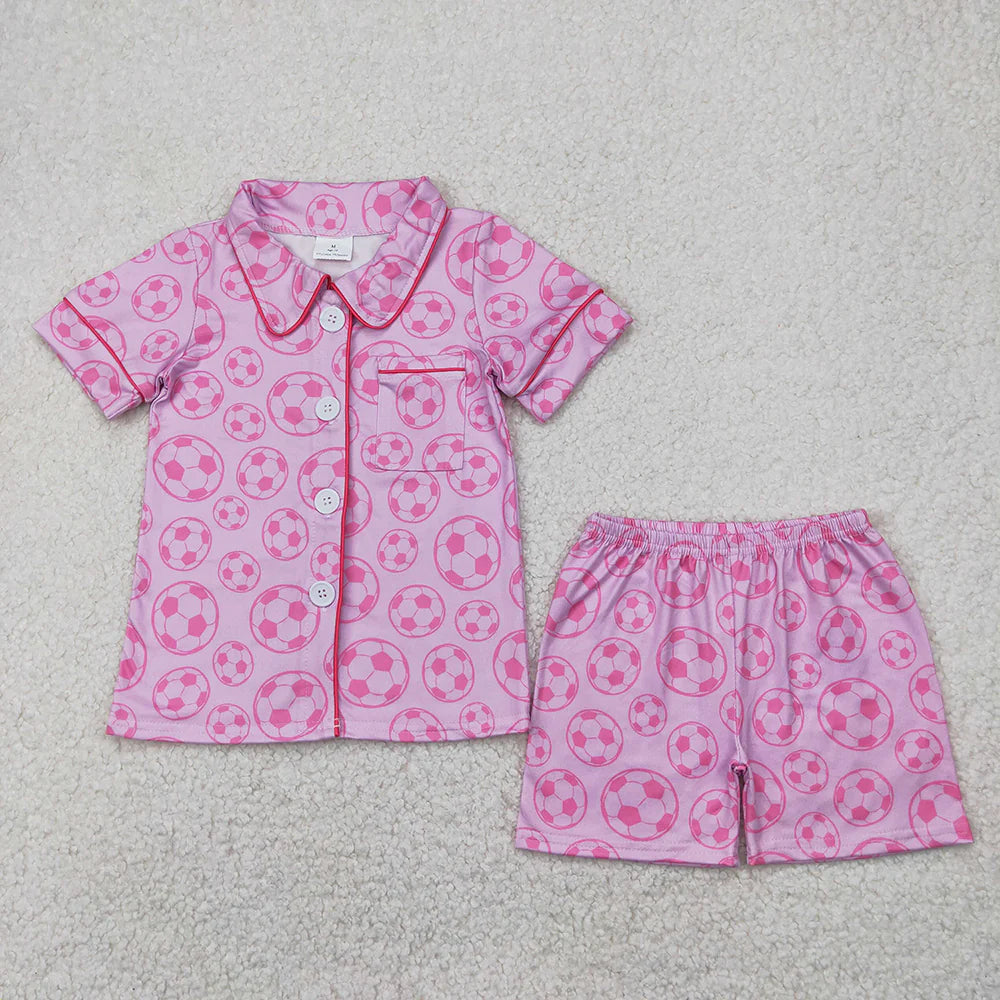 11.13 RTS Sibling Baby Girls Pink Sports Buttons Top Shorts Pajamas Outfits