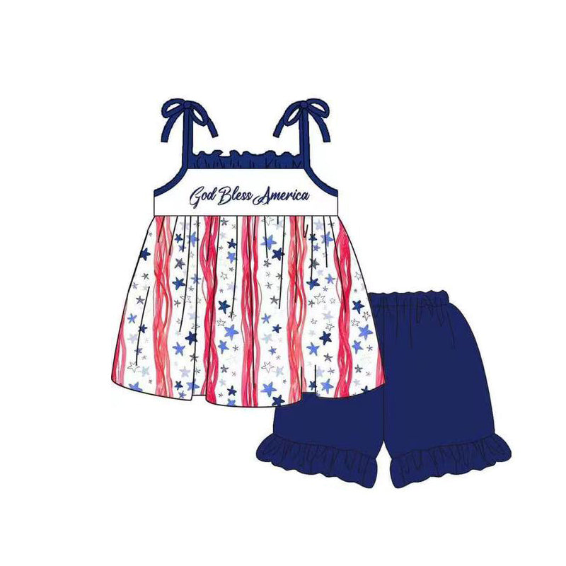 God bless America straps stars girls 4th of july outfits