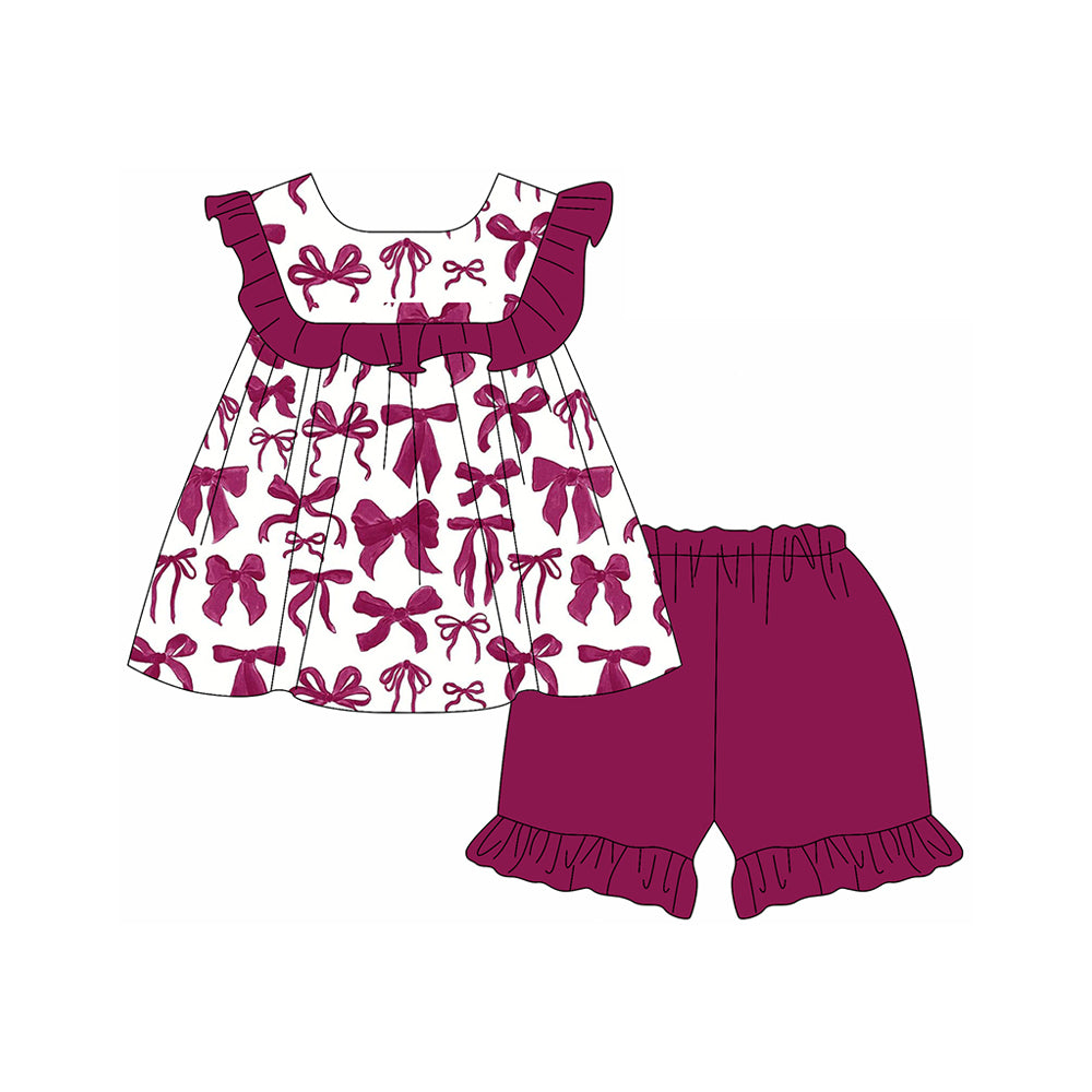 Ruffle bow tunic shorts kids girls summer outfits