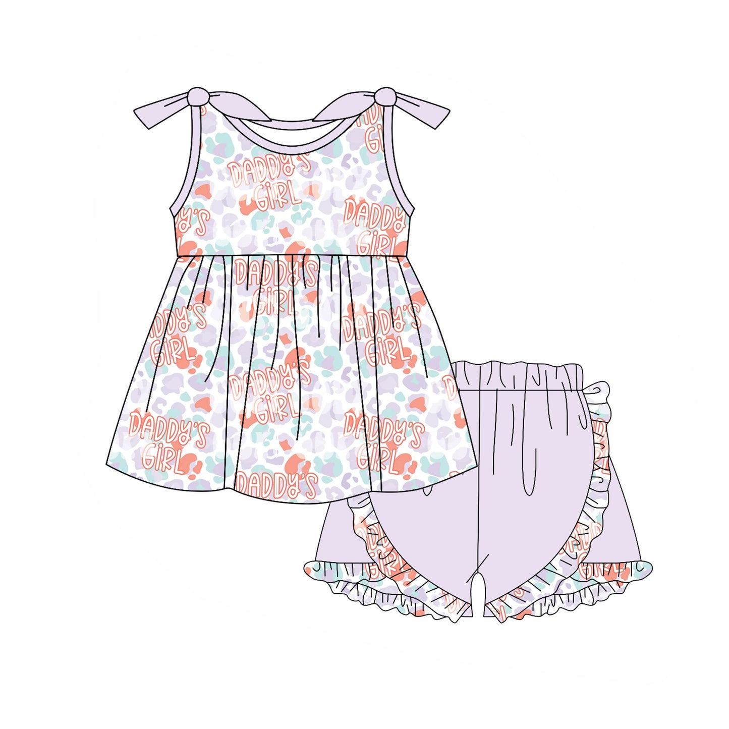 Lavender leopard daddy's girl tunic shorts girls clothes