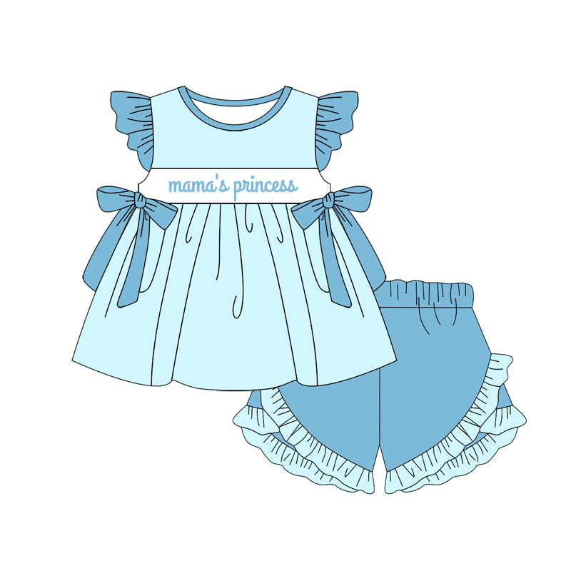 Light blue mama's princess tunic shorts girls clothes