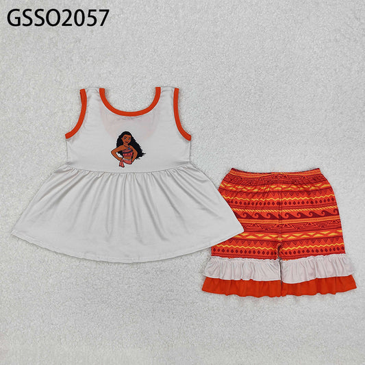 GSSO2057New Rts No Moq 8-9 Days By Air Arrived it Sleeveless tunic ruffle shorts princess girls outfits
