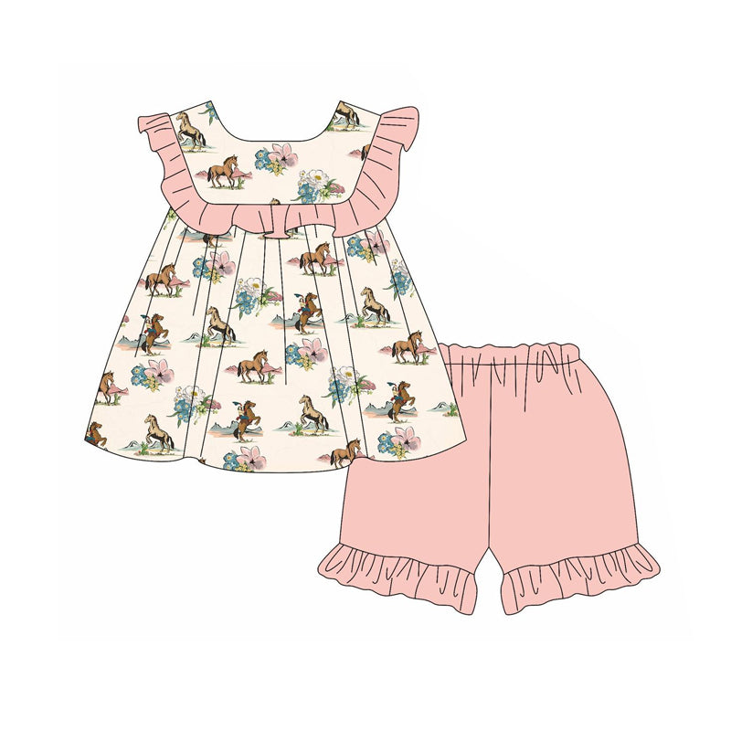 Ruffle horse rodeo shorts girls western clothes