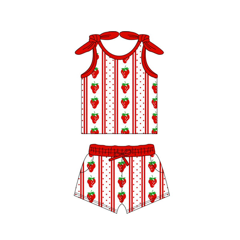 Baby Girls Blue Bows Strap Colorful Leopard Top Pocket Shorts Set