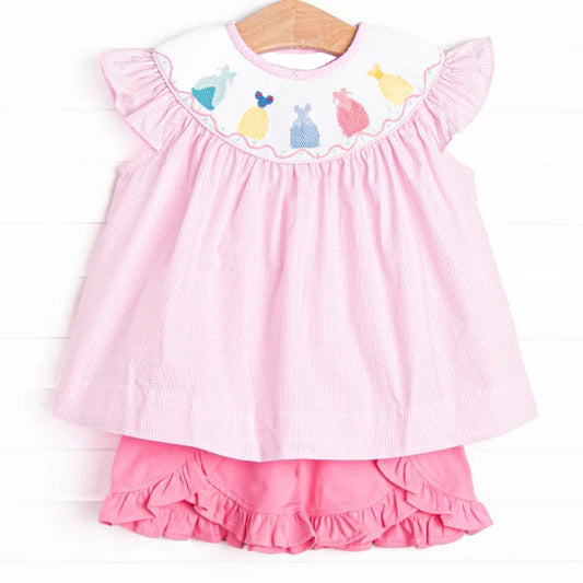 GSSO2125Baby Girls Pink Princess Tunic Top Ruffle Shorts Clothes Sets