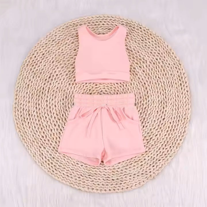 Baby Girls Red Vest Top Sports Shorts Clothes Sets