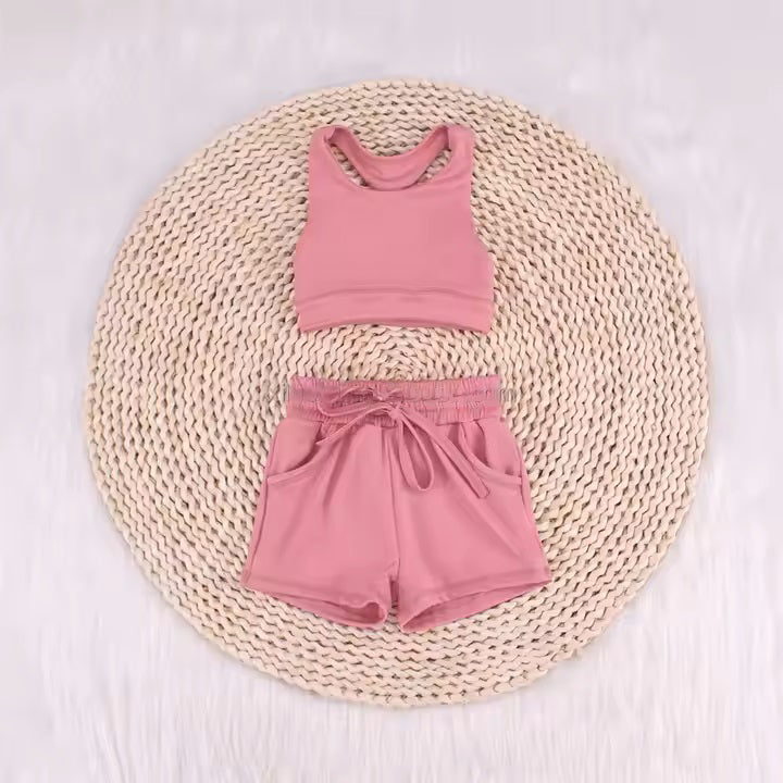 Baby Girls Red Vest Top Sports Shorts Clothes Sets