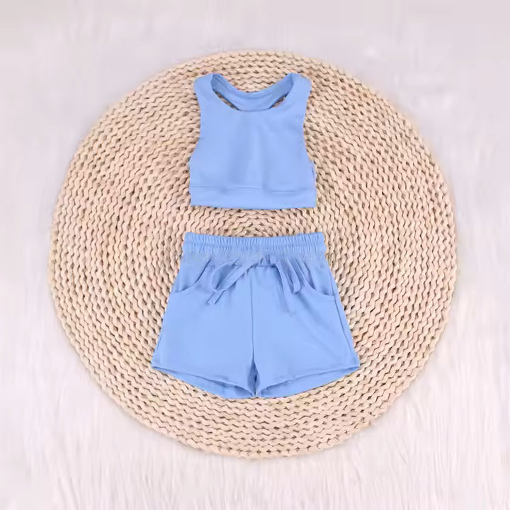 Baby Girls Red Vest Top Sports Shorts Clothes Sets