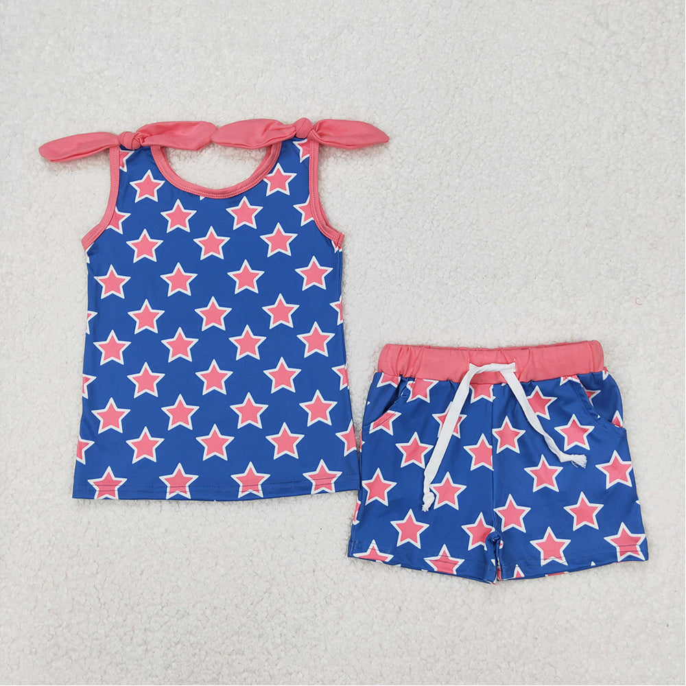 4.21 RTS NO MOQ Light Blue Pink Floral Sleeveless Baby Girls Summer Outfits Girls' Summer Clothing Floral Print Infant Dresses for Warm Weather
