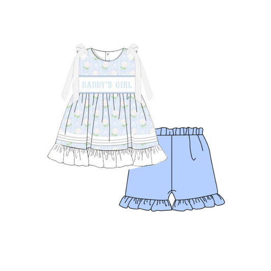 GSSO2152Kids Sleeveless Floral Tunic Short Set 'Daddy's Girl' Theme Sweet Casual Outfit for Girls