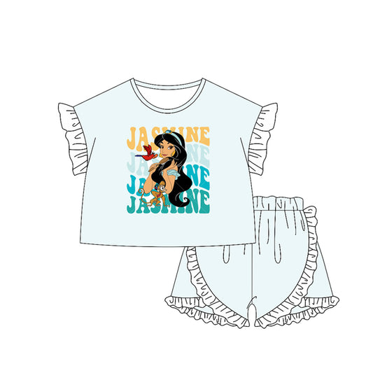 GSSO2166Baby Girls Princess J Shirt Ruffle Shorts Clothes Sets