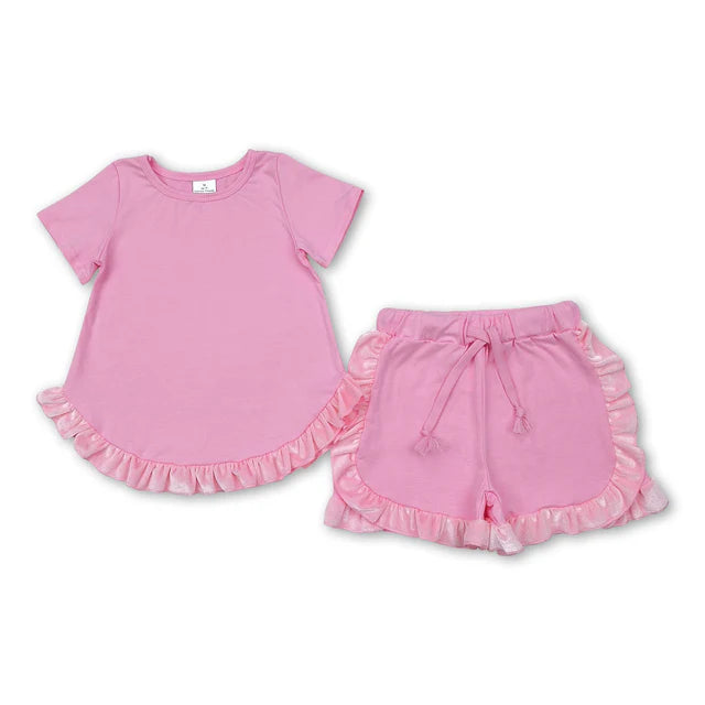RTS Sibling Kids Girls Summer Clothes short sleeves ruffle kids girls summer clothes