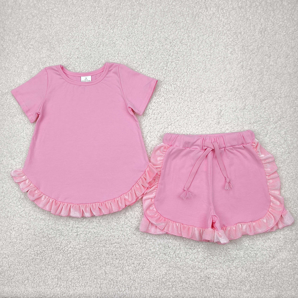 11.12 RTS Sibling Baby Girls Cotton Top Ruffle Shorts Clothes Sets