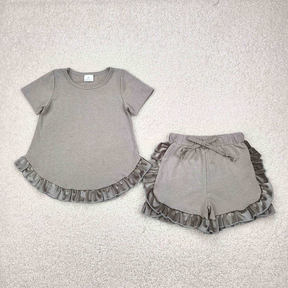 11.12 RTS Sibling Baby Girls Cotton Top Ruffle Shorts Clothes Sets