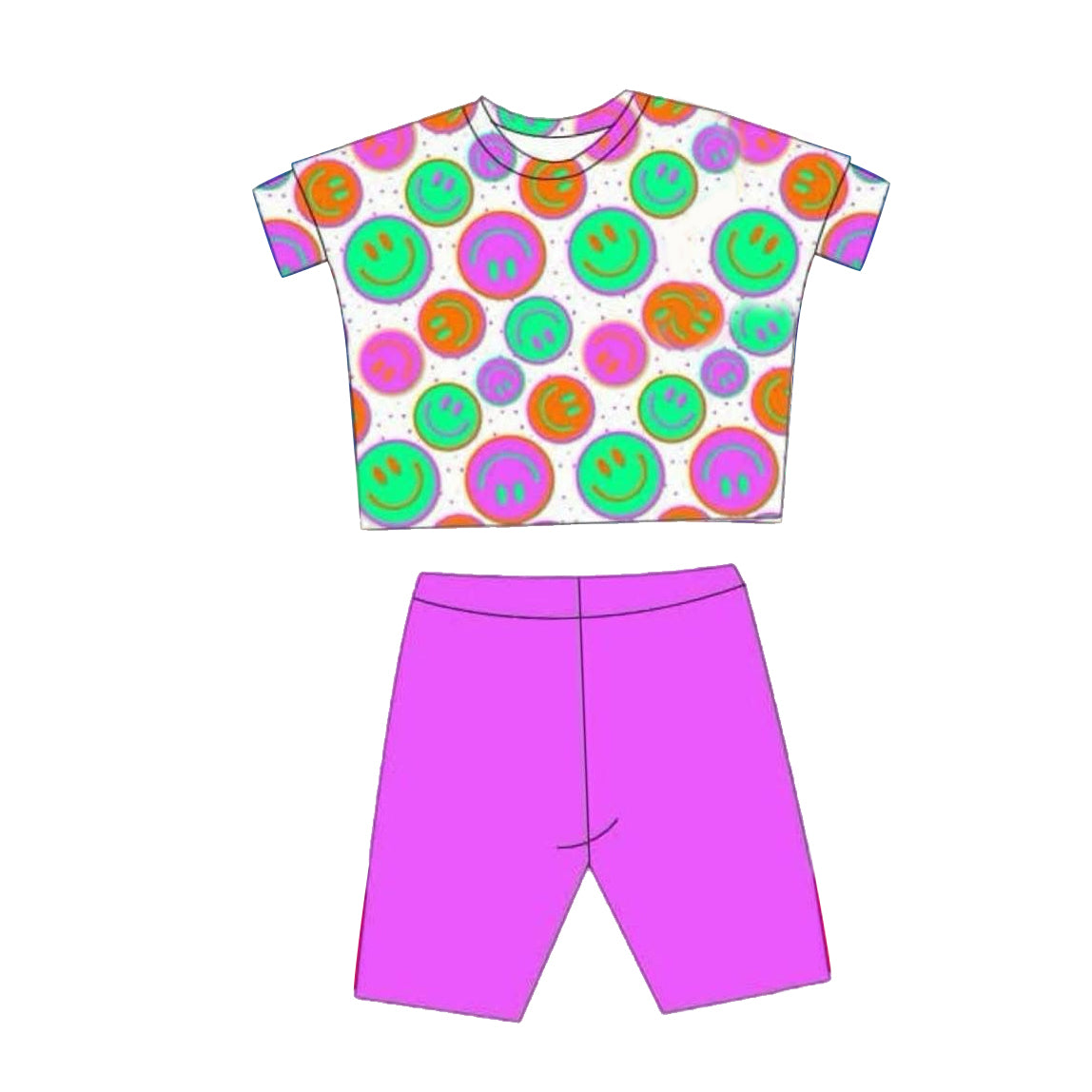 Kids Girls Pink Short Sleeve Top with Pink Shorts Summer Outfit Set Casual Comfortable Clothing for Little Ones