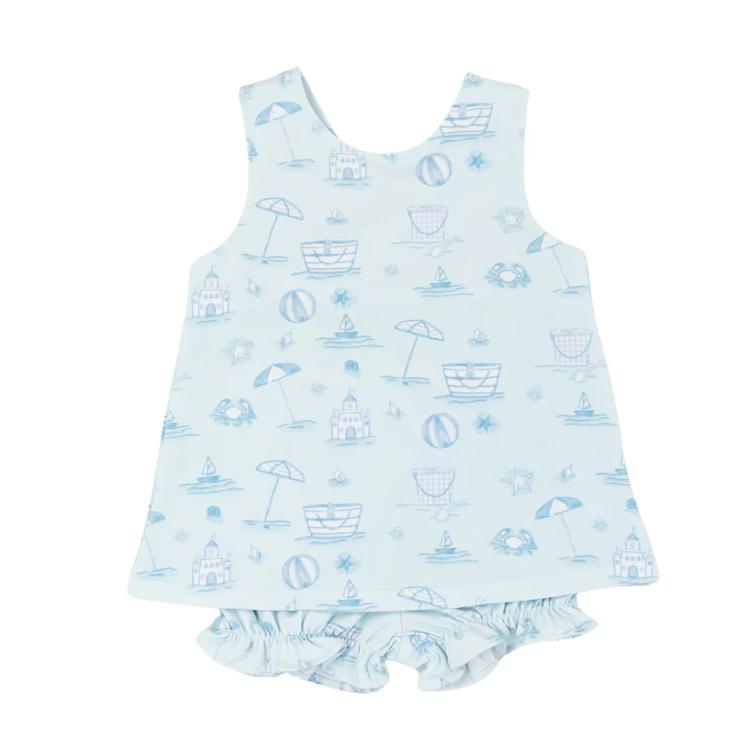 Light Blue Pocket Top Beach Ball Shorts Outfit for Boys Casual Kids Clothing Set