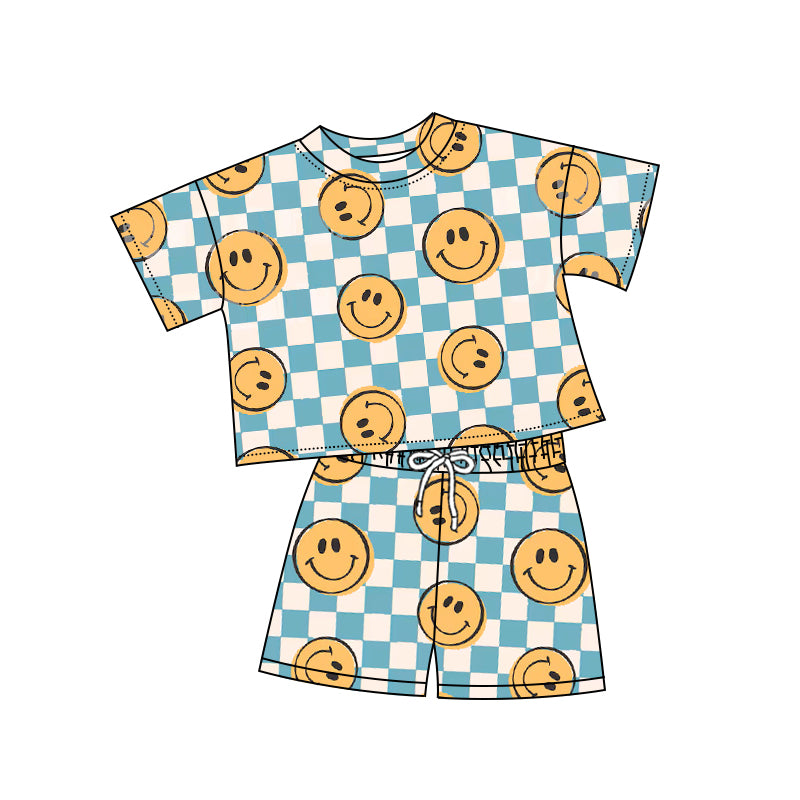 Baby Girls' Adorable Short-Sleeved Clothes with Playful Leopard and Smiley Motifs