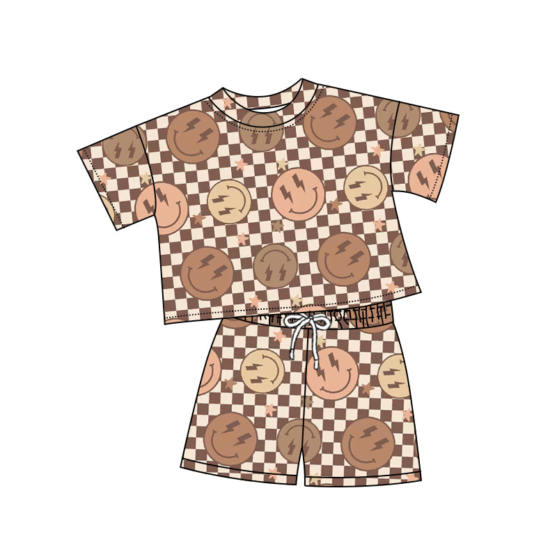 Baby Girls' Adorable Short-Sleeved Clothes with Playful Leopard and Smiley Motifs
