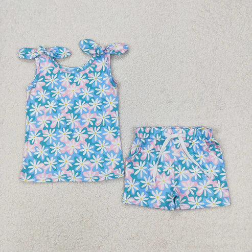 11.8 RTS 8 Colors Sibling Baby Girls Summer Bows Top Shorts Outfits