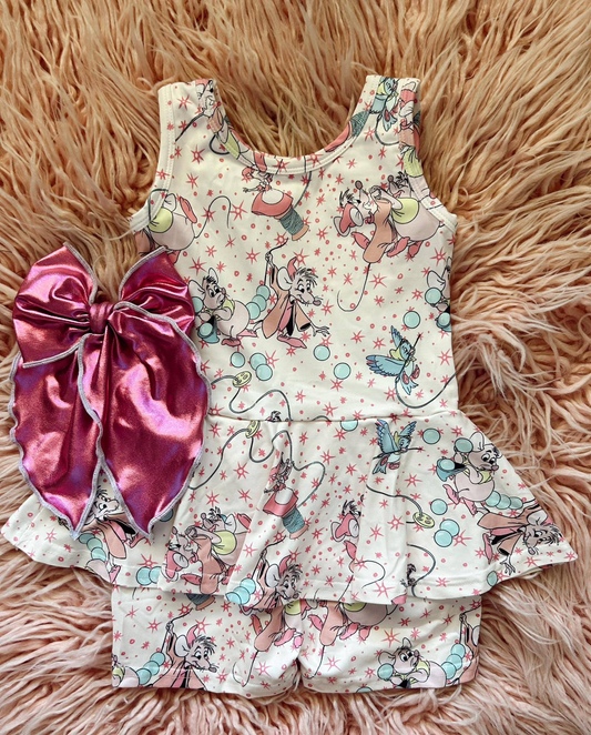 GSSO2292Kids Girls Sleeveless Button Peplum Shorts Set - Casual Comfortable Clothing for Young Girls