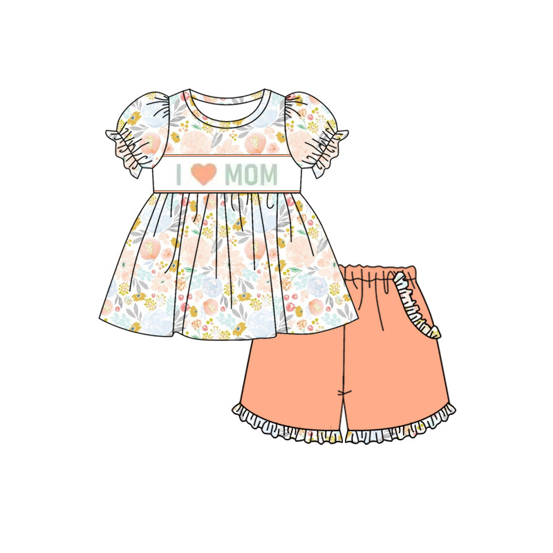 Orange I Love Mom Boys Stripe Shorts Casual Comfortable Clothing for Little Ones