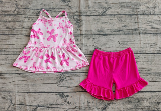 5.20 GSSO2439 Sample 10days Arrived RTS Pink heart dog tunic ruffle shorts girls clothing set