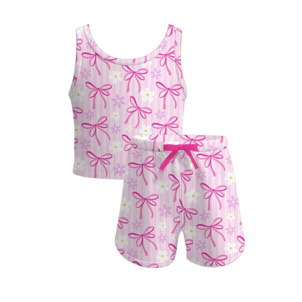 5.19   pre order  Sleeveless light blue bow kids girls summer clothes