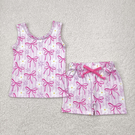 7.19 GSSO2479RTS NO MOQ Baby Girls Outfits baby girl clothes yoga floral bow sleeveless shorts set