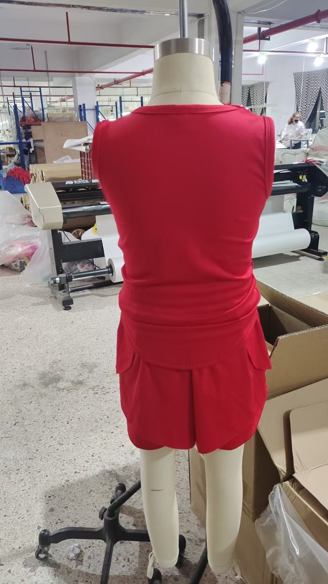 6.25  GSSO2499 Sample No Moq Fast Coming Baby Girls Yoga Outfits  Baby Girls Red Sleeveless Top Skorts Sets