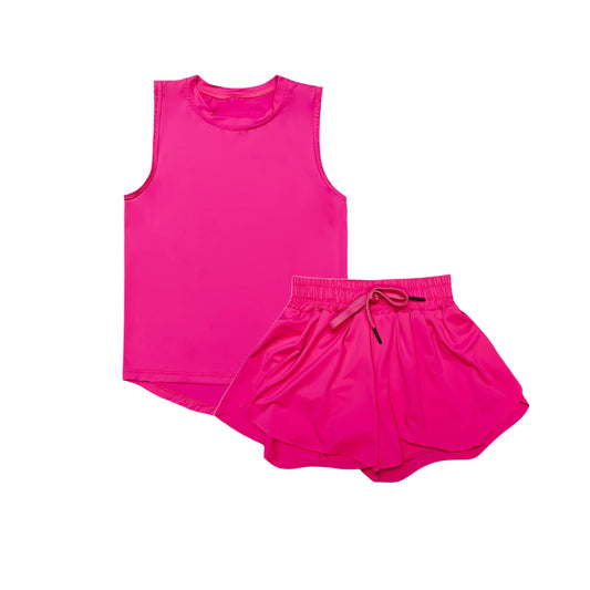 6.25 GSSO2500 Pre order Baby Girls Hot Pink Sleeveless Top Skorts Sets